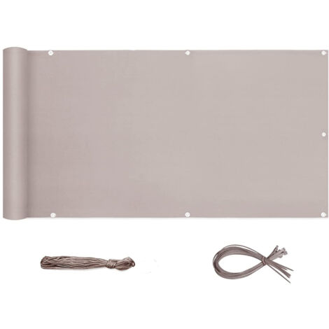 Sekey Balkon Sichtschutz Balkonabdeckung Balkonverkleidung blickdichte Wind- und UV-Schutz, 100% Privatsphäre, mit Ösen, Nylon Kabelbinder und Kordel, 90x400cm, Taupe