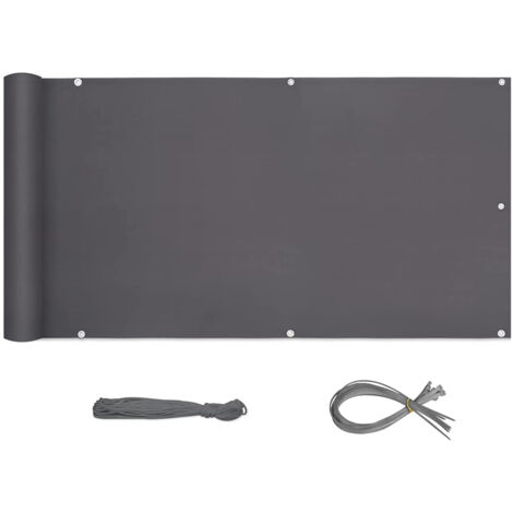 Sekey Balkon Sichtschutz Balkonabdeckung Balkonverkleidung blickdichte Wind- und UV-Schutz, 100% Privatsphäre, mit Ösen, Nylon Kabelbinder und Kordel, 100x600cm, Anthrazit