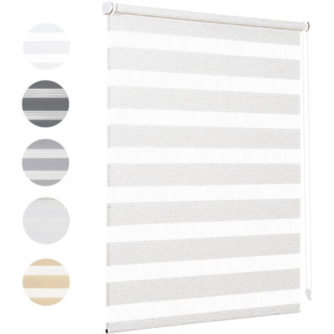 Sekey Doppelrollo 105x130cm Leinen Duo Rollo Klemmfix ohne Bohren Zebrarollo Fensterrollo Klemmrollo Seitenzugrollo Rollos Jalousie Faltrollo für Fenster und Tür