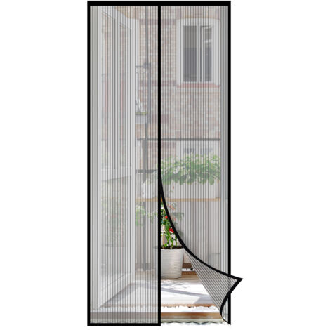 Sekey Kratzfest Fliegengitter Tür Magnet Insektenschutz Balkon Magnetvorhang Fliegenschutz Schwarz,80 x 220 cm