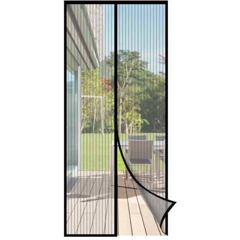 Magnet Fliegengitter für Balkontür Insektenschutz ohne Bohren Schwarz, Passend für Terrassentür, Einfach zu Installieren,95 x 210 cm