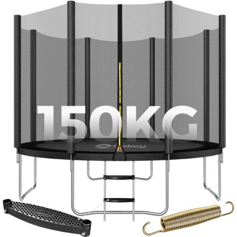 Sekey Trampolin Ø 366 cm Komplettset inkl. Sicherheitsnetz Leiter Randabdeckung Kindertrampolin Gartentrampolin, Schwarz