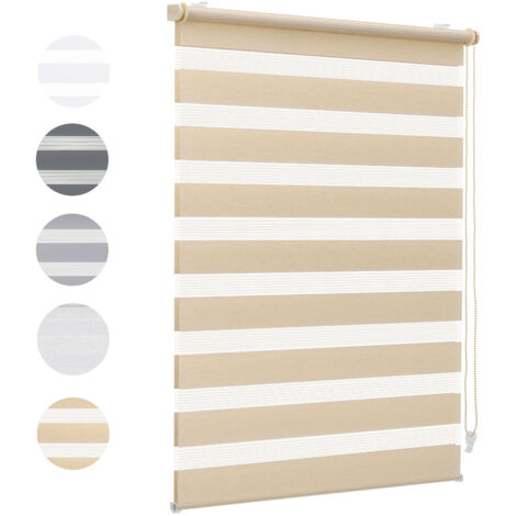 Sekey Doppelrollo 90x130cm Gelb-Leinen Duo Rollo Klemmfix ohne Bohren Zebrarollo Fensterrollo Klemmrollo Seitenzugrollo Rollos Jalousie Faltrollo für Fenster und Tür