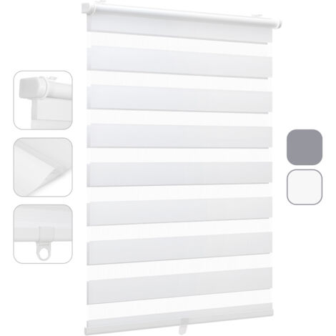 Sekey Doppelrollo Duo Rollo Schnurlos Klemmfix ohne Bohren Rollo Faltrollo, ohne Bohren Klemmträger, ohne Kettenzug, sicherer für das Kinderzimmer Weiß 105x150cm (1/5)