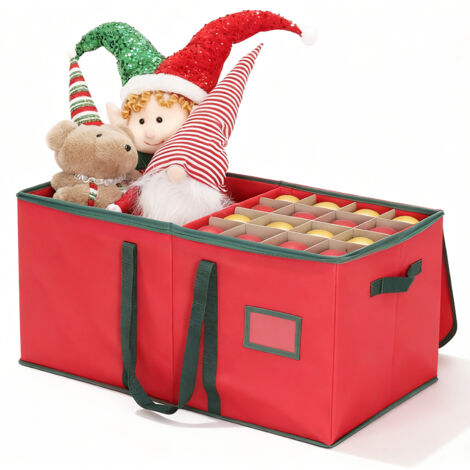 Salcar Aufbewahrungsbox Weihnachtskugeln 128 Fächer Aufbewahrungstasche mit Doppelreißverschluss Tragegriffen und Etikettenhalter (1/5)