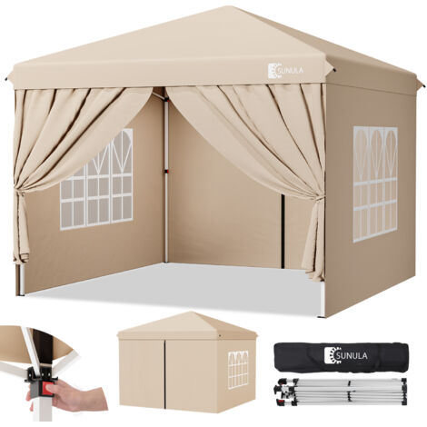 SUNULA 3×3 m Faltpavillon Gartenpavillon – Wasserdichtes Partyzelt mit 4 Seitenteilen für Garten & Outdoor,Taupe (1/5)