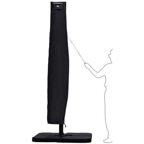 Sekey Sonnenschirm-Schutzhülle, Ampelschirm Schutzhülle Abdeckhauben 600D Oxford, Schwarz, 260 cm x 40/70/50 cm