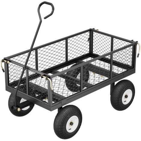 Sekey Transportkarre Gerätewagen Bollerwagen Handwagen Gartenwagen bis 300 kg, Garten Plattformwagen mit Vollgummi-Luftreifen, Grau