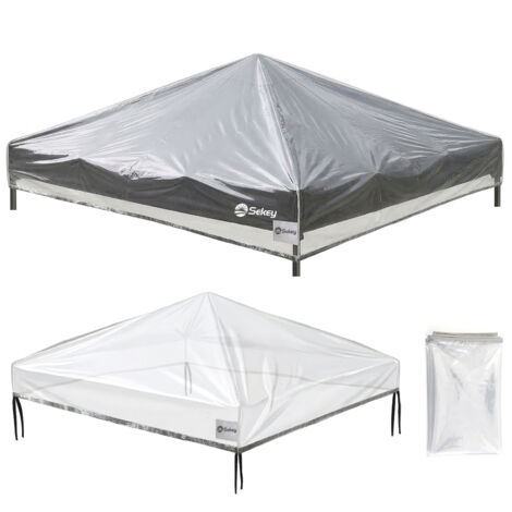Sekey Pavillon Schutzhülle Ersatzdach 3x3m Transparent Wasserfest 270g/m² Regenschutz Plane für Gartenzelt