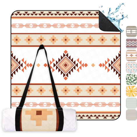 Sekey Picknickdecke Picknickdecke Wasserdicht Campingdecke 200x200 cm, Boho-Stil 1