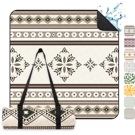 Sekey Picknickdecke Picknickdecke Wasserdicht Campingdecke 200x200 cm, Boho-Stil 2