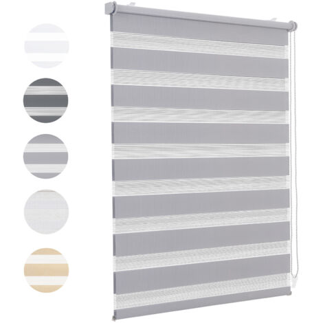 Sekey Doppelrollo 55x120cm Grau Duo Rollo Klemmfix ohne Bohren Zebrarollo Fensterrollo Klemmrollo Seitenzugrollo Rollos Jalousie Faltrollo für Fenster und Tür
