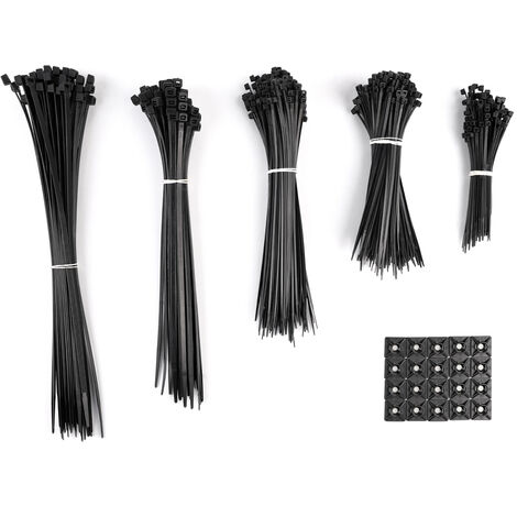 500 Stück 4,8 x 200 mm schwarz Kabelbinder set Kabelband Kabelstrapse UV Nylon 6 
