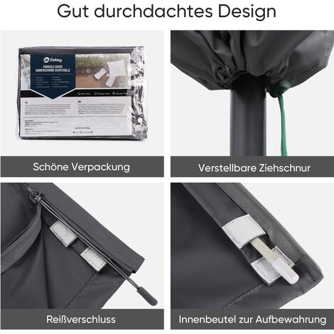 Sekey Schutzhülle für Sonnenschirm 4m mit Kurbel Gartenschirm Abdeckung