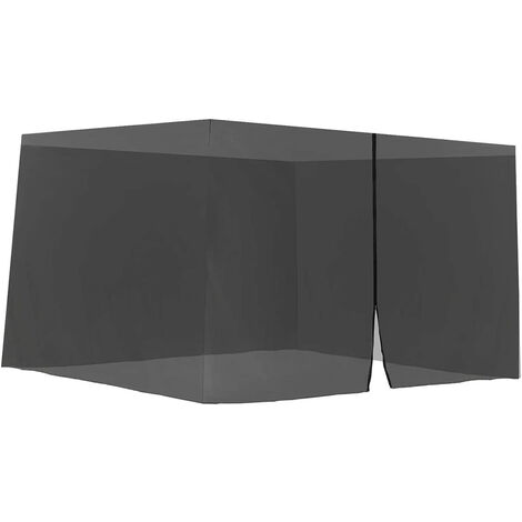 Moskitonetz für 3 x 3 Pavillon, mit Reißverschluss und Klettbänder, Schwarz