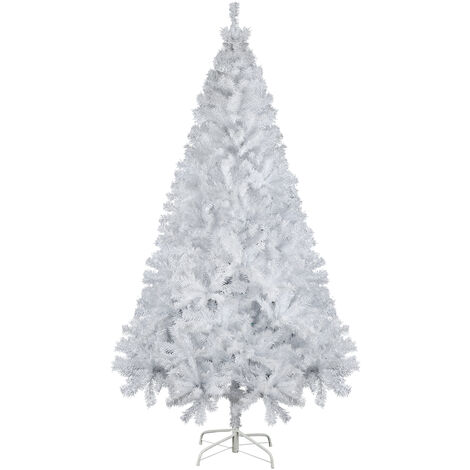 Weihnachtsbaum Künstlich mit Metall Christbaumständer, Künstlicher Tannenbaum Christbaum Weihnachten Baum Schnellaufbau, Kunstbaum Weihnachtsdekoration Draußen Haus, Weiß, 180cm mit 735 Spitzen (1/5)