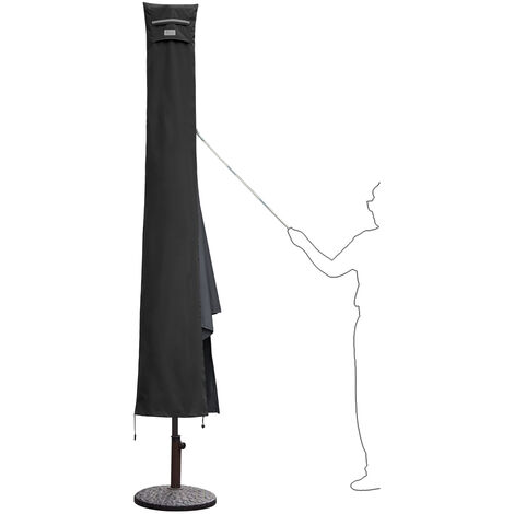 Sekey Sonnenschirm-Schutzhülle, Ampelschirm Schutzhülle Abdeckhauben 600D Oxford, Schwarz, 220 cm x 30/50 cm