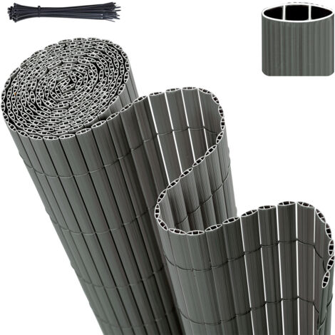 Sekey Sichtschutzmatte PVC Sichtschutzzaun Gartenzaun, Doppelte Verstärkung, Grau / 1,0 x 5 m