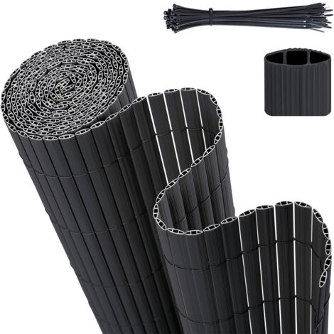 Sekey Sichtschutzmatte PVC Sichtschutzzaun Gartenzaun, Doppelte Verstärkung, Anthrazit / 1,40 x 4 m