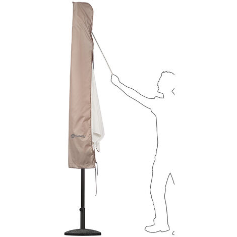 Sekey Schutzhülle Sonnenschirmhülle Taupe Sonnenschirm Abdeckung, XXL bis 350cm Sonnenschirm