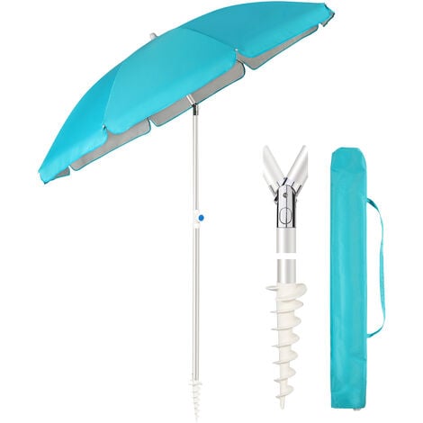 180cm Sonnenschirm Stabil Strandschirm mit Bodenhülse & Schutzhülle für  Balkon Garten & Terrasse Neigungswinkel und Höhe