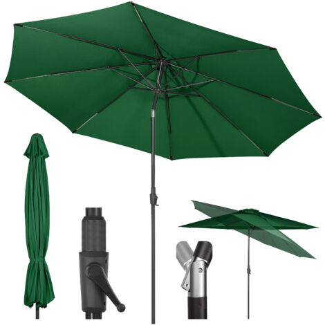350cm Sonnenschirm mit Kurbel und Auto Kippen, Marktschirm für Terrasse, Balkon & Garten, Windfest Stabil UPF 50+, Grün