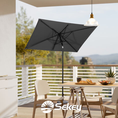180 × 130 cm Sonnenschirm für Balkon, Terrasse & Garten, Windfest Kippbar UPF 50+ Rechteckig, Grau