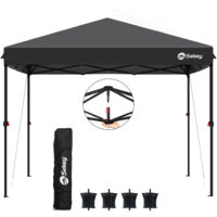 Sekey Faltpavillon 3x3m Pop Up Pavillon Partyzelt mit 4 Sandsäcken, Wasserdicht - UV-Schutz 50+, für Festival, Events, Picknicks, Schwarz