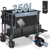 Sekey Bollerwagen Faltbar Strandwagen mit 350L Stauraum und extra breiten 17x10 cm Allgelände-Reifen, Blau und Schwarz