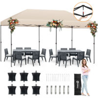 Sekey Faltpavillon 3 x 6 m Pop Up Pavillon Partyzelte Festzelt Gartenzelt Wasserdicht, UV-Schutz 50+ für Camping / Garten / Hochzeit, Taupe