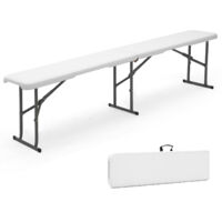 Sekey Klappbank Bierbank Kunststoff 182 x 28 x 43 cm, Faltbar Biergarten Campingbank Gartenbank Klappbar Bierbänke Sitzbank bis 300kg Belastbar, Weiß