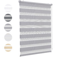 Sekey Doppelrollo 100x130cm Grau Duo Rollo Klemmfix ohne Bohren Zebrarollo Fensterrollo Klemmrollo Seitenzugrollo Rollos Jalousie Faltrollo für Fenster und Tür
