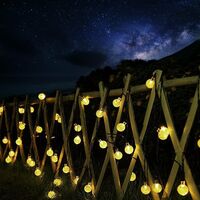 LED Solarleuchte LED Kugel-Lichterkette Außen Solar Gartenleuchte, 2 Lademodi USB & Solar - 3 Helligkeitsstufen - 8 Leuchtmodi - Timerfunktion, 5m 20 LED