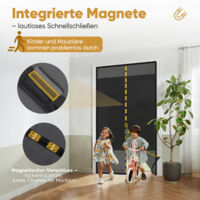 Magnetische Fliegengitter-Tür 155x190 Cm – Insektenschutz Für Türen, Selbstschließend, Einfach Zu Montieren Ohne Bohren, Schwarz