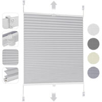Sekey Plissee ohne Bohren Klemmfix, Faltrollo Jalousie Plissee Rollo, Verspannt Blickdicht Sichtschutz und Sonnenschutz Easyfix Fensterollo für Fenster & Tür, Grau 80x120cm