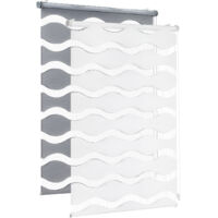 Sekey Doppelrollo Doppelrollo Wellen Duo-Rollo Klemmfix ohne Bohren Doppelrollo Welle Klemmträger, Montage mit oder ohne Bohren möglich für Fenster & Tür Weiß 130x150cm