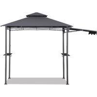 Sekey Grill Pavillon Wasserdicht 2.45 x 1.50m Gartenpavillon mit Markise, Sonnenschutz Gartenlauben Gartenzelt für Partys Picknick BBQ´s, UV-Schutz 50+, Grau