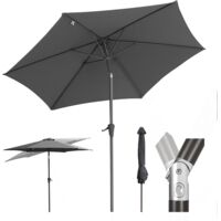 Sekey Sonnenschirm UV-Schutz 50 Gartenschirm 2,7m Kurbelschirm neigbar Polyester/Alu, Grau