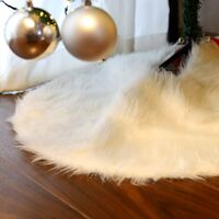 SALCAR Baumteppich Weihnachten rund, Weihnachtsbaumdecke, Plüsch Weihnachtsbaum Röcke, weißer Plüsch - 120cm