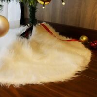 SALCAR Baumteppich Weihnachten rund, Weihnachtsbaumdecke, Plüsch Weihnachtsbaum Röcke, weißer Plüsch - 120cm