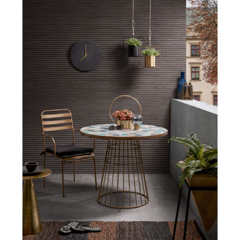 Kave Home - Table d'appoint Rhet en métal et finition dorée Ø 39 cm