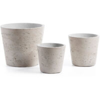 Kave Home - Lot de 3 cache-pots Low gris en ciment pour usage intérieur et extérieur - Beige