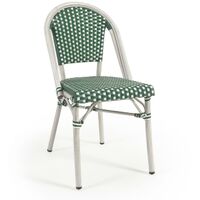 Kave Home - Chaise de jardin style bistrot Marilyn en aluminium et rotin synthétique vert et blanc - Vert
