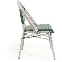 Kave Home - Chaise de jardin style bistrot Marilyn en aluminium et rotin synthétique vert et blanc - Vert