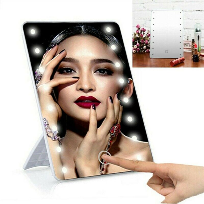 Trade Shop - Specchio Da Trucco Illuminato 16 Led Portatile Make Up  Cosmetico Camerino