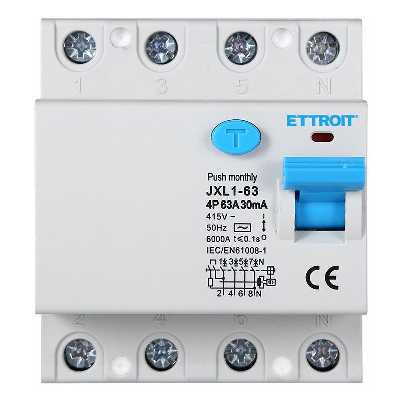 Interruttore Salvavita Differenziale Puro 4P 63A 6kA 30mA 380V