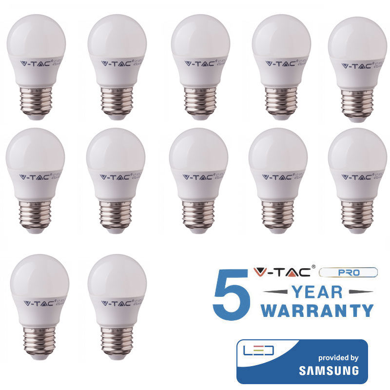 LAMPADINE LED V-TAC BULBO E27 4.5W LAMPADINE LUCE CALDA 12 PEZZI