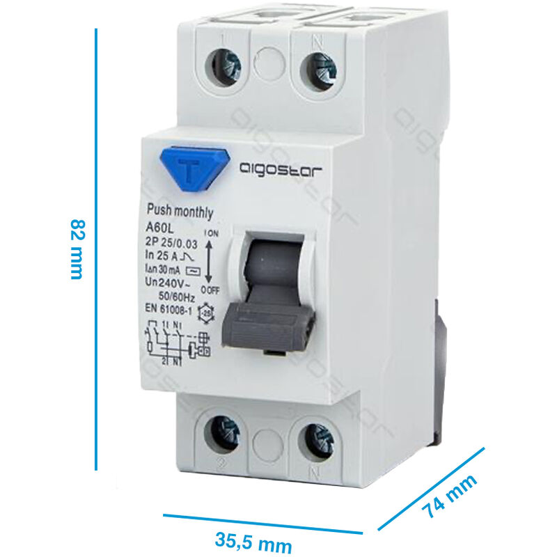 Interruttore Salvavita Differenziale Puro 4P 25A 6kA 30mA 380V 2 pezzi