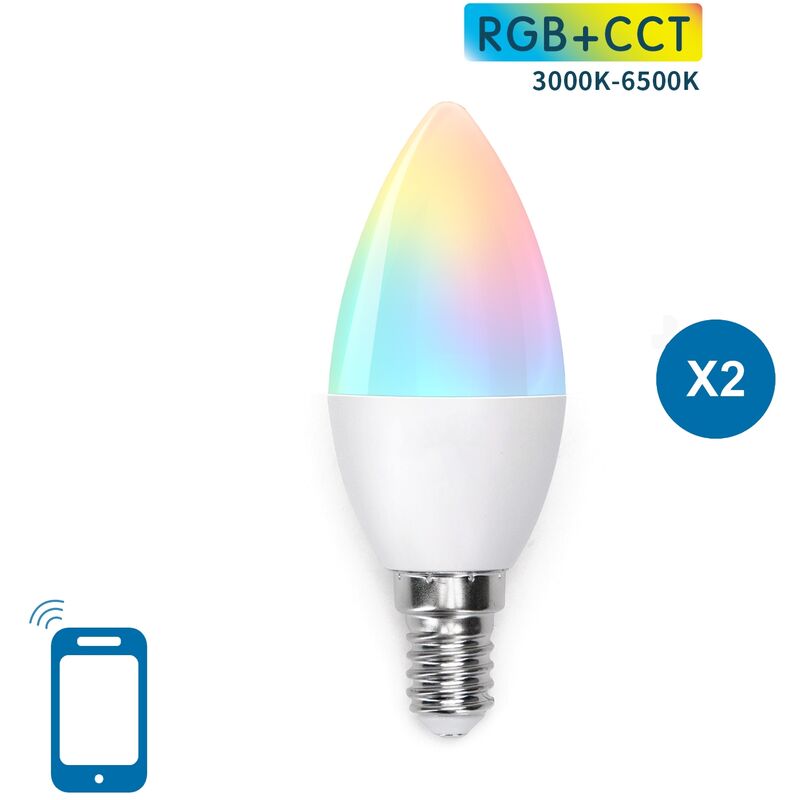 2 LAMPADINE LED E 14 5 W G 45 SMART WIFI RGB COMPATIBILI  ECHO ALEXA  GOOGLE HOME AIGOSTAR - ILLUMINAZIONE