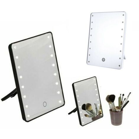 Trade Shop - Specchio Da Trucco Illuminato 16 Led Portatile Make Up  Cosmetico Camerino